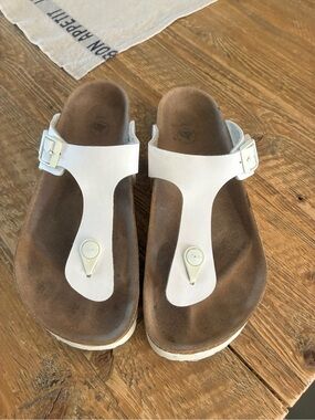 Birkenstock White T-Strap Papillo Platform Sandals